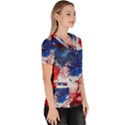 Red White and Blue Alcohol Ink American Patriotic  Flag Colors Alcohol Ink Women s V-Neck Scrub Top View3