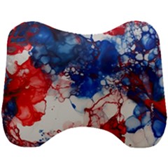 Red White And Blue Alcohol Ink American Patriotic  Flag Colors Alcohol Ink Head Support Cushion by PodArtist