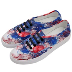 Red White And Blue Alcohol Ink American Patriotic  Flag Colors Alcohol Ink Women s Classic Low Top Sneakers by PodArtist