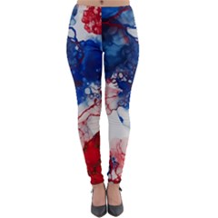 Red White And Blue Alcohol Ink American Patriotic  Flag Colors Alcohol Ink Lightweight Velour Leggings by PodArtist