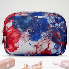 Red White And Blue Alcohol Ink American Patriotic  Flag Colors Alcohol Ink Make Up Pouch (small) by PodArtist