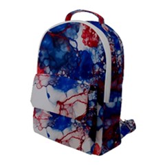 Red White And Blue Alcohol Ink American Patriotic  Flag Colors Alcohol Ink Flap Pocket Backpack (large) by PodArtist