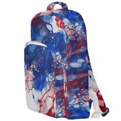 Red White And Blue Alcohol Ink American Patriotic  Flag Colors Alcohol Ink Double Compartment Backpack by PodArtist