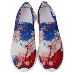 Red White And Blue Alcohol Ink American Patriotic  Flag Colors Alcohol Ink Men s Slip On Sneakers by PodArtist