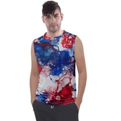 Red White And Blue Alcohol Ink American Patriotic  Flag Colors Alcohol Ink Men s Regular Tank Top by PodArtist