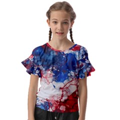 Red White And Blue Alcohol Ink American Patriotic  Flag Colors Alcohol Ink Kids  Cut Out Flutter Sleeves