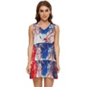 Red White and Blue Alcohol Ink American Patriotic  Flag Colors Alcohol Ink Tiered Sleeveless Mini Dress View1