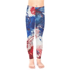 Red White And Blue Alcohol Ink American Patriotic  Flag Colors Alcohol Ink Kids  Classic Winter Leggings