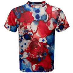 Red White And Blue Alcohol Ink France Patriotic Flag Colors Alcohol Ink  Men s Cotton T-shirt by PodArtist