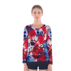 Red White And Blue Alcohol Ink France Patriotic Flag Colors Alcohol Ink  Women s Long Sleeve T-shirt