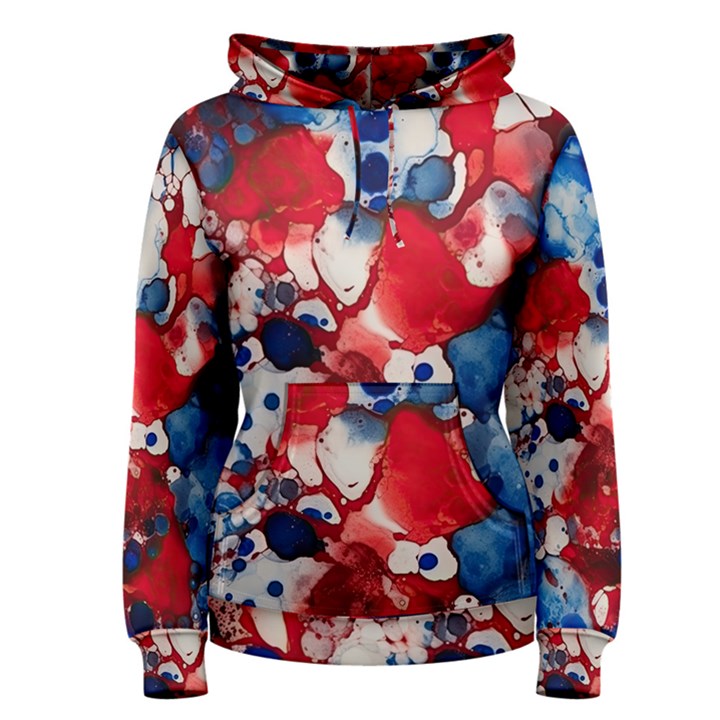 Red White and Blue Alcohol Ink France Patriotic Flag Colors Alcohol Ink  Women s Pullover Hoodie