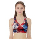 Red White and Blue Alcohol Ink France Patriotic Flag Colors Alcohol Ink  Sports Bra with Border View1