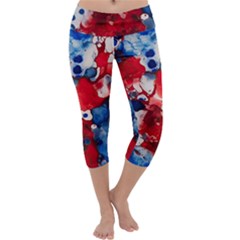 Red White And Blue Alcohol Ink France Patriotic Flag Colors Alcohol Ink  Capri Yoga Leggings