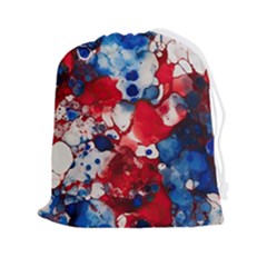 Red White And Blue Alcohol Ink France Patriotic Flag Colors Alcohol Ink  Drawstring Pouch (2xl)