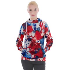 Red White And Blue Alcohol Ink France Patriotic Flag Colors Alcohol Ink  Women s Hooded Pullover