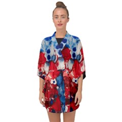 Red White And Blue Alcohol Ink France Patriotic Flag Colors Alcohol Ink  Half Sleeve Chiffon Kimono by PodArtist