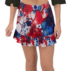 Red White And Blue Alcohol Ink France Patriotic Flag Colors Alcohol Ink  Fishtail Mini Chiffon Skirt by PodArtist