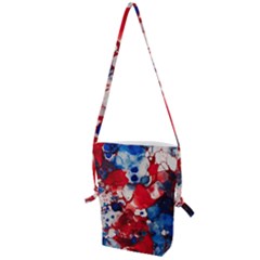 Red White And Blue Alcohol Ink France Patriotic Flag Colors Alcohol Ink  Folding Shoulder Bag