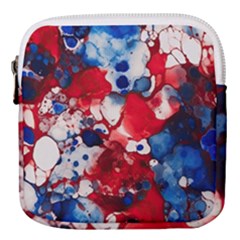 Red White And Blue Alcohol Ink France Patriotic Flag Colors Alcohol Ink  Mini Square Pouch