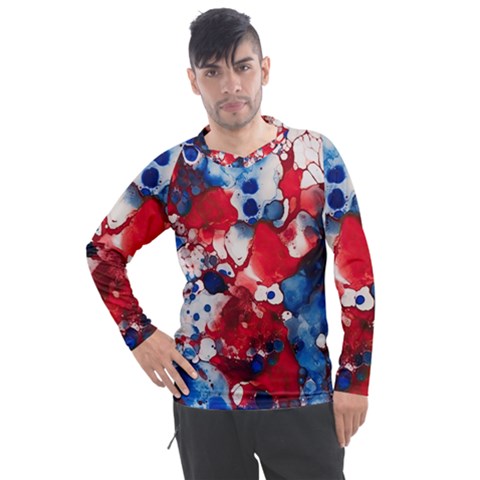 Red White And Blue Alcohol Ink France Patriotic Flag Colors Alcohol Ink  Men s Pique Long Sleeve T-shirt by PodArtist