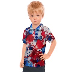 Red White And Blue Alcohol Ink France Patriotic Flag Colors Alcohol Ink  Kids  Polo T-shirt