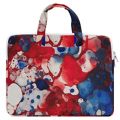 Red White And Blue Alcohol Ink France Patriotic Flag Colors Alcohol Ink  Macbook Pro 13  Double Pocket Laptop Bag