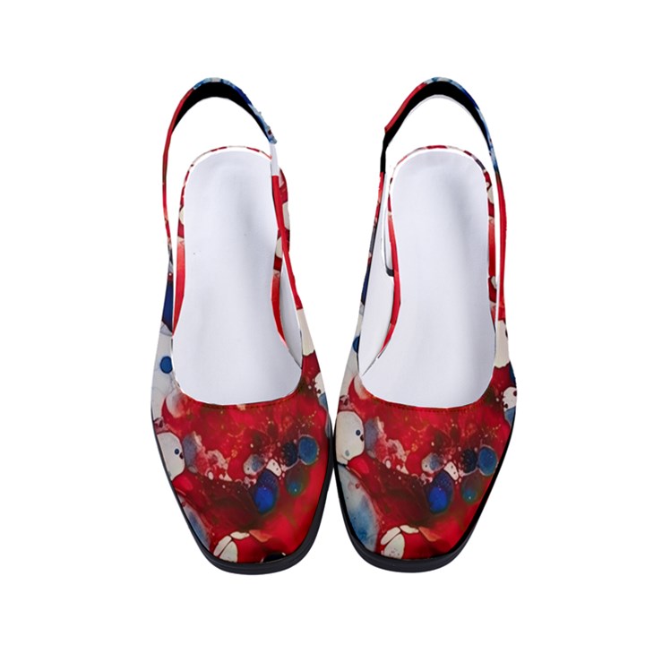 Red White and Blue Alcohol Ink France Patriotic Flag Colors Alcohol Ink  Women s Classic Slingback Heels