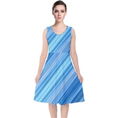 Ambience In Blue V-neck Midi Sleeveless Dress  by bruzer