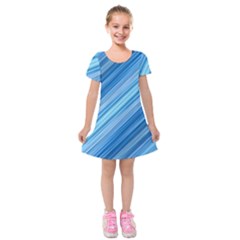 Ambience In Blue Kids  Short Sleeve Velvet Dress