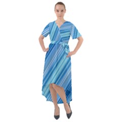 Ambience In Blue Front Wrap High Low Dress