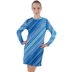 Ambience In Blue Long Sleeve Hoodie Dress