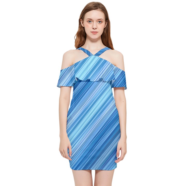 Ambience in Blue Shoulder Frill Bodycon Summer Dress