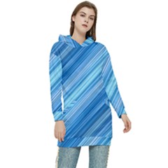 Ambience In Blue Women s Long Oversized Pullover Hoodie by bruzer