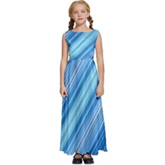 Ambience In Blue Kids  Satin Sleeveless Maxi Dress by bruzer