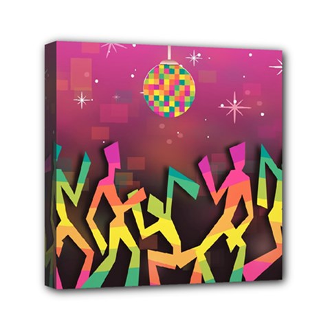 Dancing Colorful Disco Mini Canvas 6  X 6  (stretched) by Bajindul