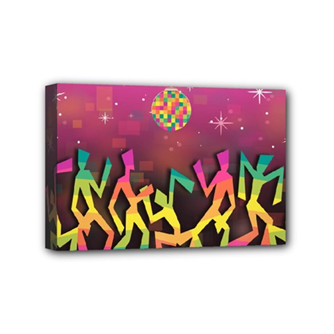 Dancing Colorful Disco Mini Canvas 6  X 4  (stretched) by Bajindul