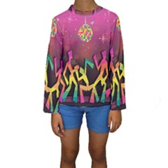 Dancing Colorful Disco Kids  Long Sleeve Swimwear by Bajindul