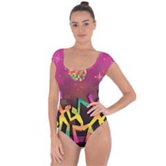 Dancing Colorful Disco Short Sleeve Leotard  by Bajindul