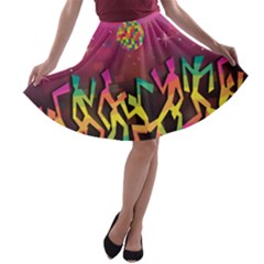 Dancing Colorful Disco A-line Skater Skirt by Bajindul