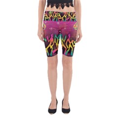 Dancing Colorful Disco Yoga Cropped Leggings by Bajindul