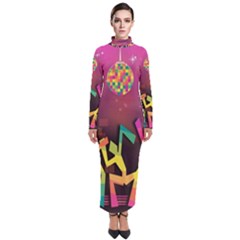 Dancing Colorful Disco Turtleneck Maxi Dress by Bajindul