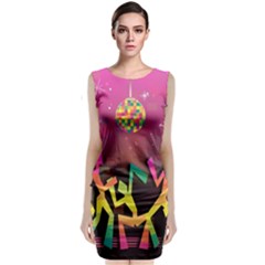 Dancing Colorful Disco Sleeveless Velvet Midi Dress