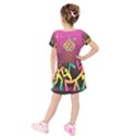 Dancing Colorful Disco Kids  Short Sleeve Velvet Dress View2