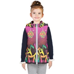 Dancing Colorful Disco Kids  Hooded Puffer Vest