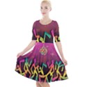 Dancing Colorful Disco Quarter Sleeve A-Line Dress View1