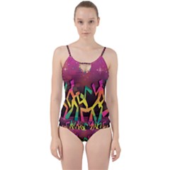 Dancing Colorful Disco Cut Out Top Tankini Set by Bajindul