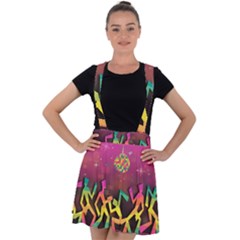 Dancing Colorful Disco Velvet Suspender Skater Skirt by Bajindul