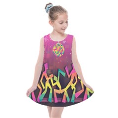 Dancing Colorful Disco Kids  Summer Dress by Bajindul