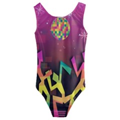 Dancing Colorful Disco Kids  Cut-out Back One Piece Swimsuit by Bajindul