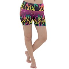 Dancing Colorful Disco Lightweight Velour Yoga Shorts by Bajindul